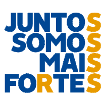 a logo that says juntos somos mais fortes in blue and yellow