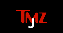 a red and white tmz logo with a white j in the middle