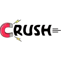 a logo that says crush with a magnet and lightning bolts