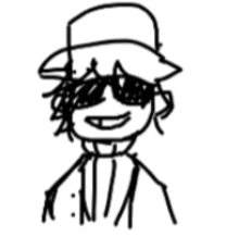 a drawing of a man wearing a hat and sunglasses .