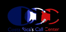 a logo for costa rica 's call center with a blue white and red flag