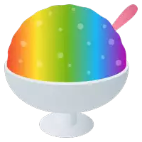 a bowl of rainbow colored ice cream with a spoon