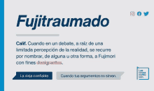 the word fujitraudado is on a blue and white background