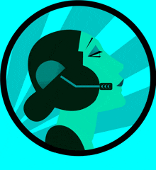 an illustration of a woman wearing a headset with ccc written on it