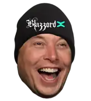 a man wearing a black beanie with the word blazzard written on it