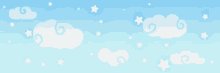 a blue sky with white clouds and stars in it