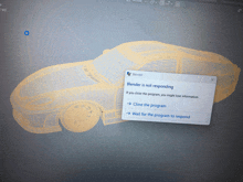 a computer screen shows a blender error message