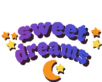 a sticker that says sweet dreams with a crescent moon and stars