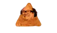 a triangle with a man 's face in it