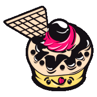 a drawing of a cupcake with a cherry on top