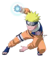 a cartoon drawing of naruto holding a ball in his hand