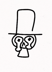 a black and white drawing of a man wearing a top hat and a beard .