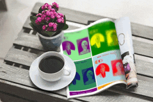 a cup of coffee sits on a saucer next to a magazine that says " more cancers reported "