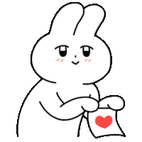 a bunny is holding a piece of paper with a heart on it