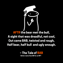 a black background with a cartoon character and a quote from the tale of bab