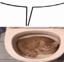 a cat is laying in a toilet next to a drawing of a cat .