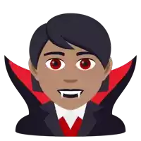 an illustration of a vampire with red eyes and black hair