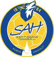 a logo for saint-amand handball with a wolf on it