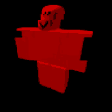 a red minecraft character with a smiley face on his face