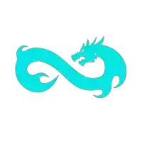 a blue infinity symbol with a dragon head