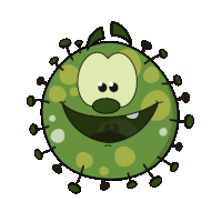 a green cartoon character with a big smile