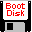 a floppy disk with the words boot disk written on it .