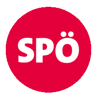 a red circle with the word spo inside of it