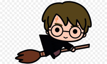 a cartoon drawing of harry potter flying on a broomstick