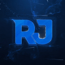 a blue letter r on a dark blue background with smoke coming out of it .