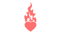 a heart with flames coming out of it on a white background