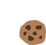 a drawing of a cookie with chocolate chips on a white background