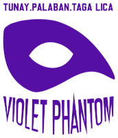 a logo for violet phantom shows a purple mask