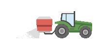 a green tractor with a red box attached to the back