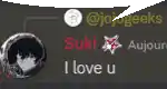 a screenshot of a video game with a speech bubble that says i love u .