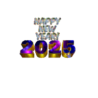 a blue and gold sign that says happy new year 2025 on it