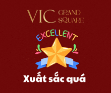 an advertisement for vic grand square shows a star and the words excellent