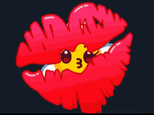 a cartoon drawing of a red heart with a yellow face behind it