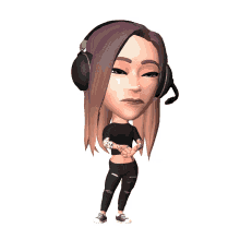 a cartoon girl wearing headphones and a microphone