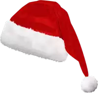 a red and white santa hat with a white pom pom on a white background