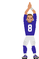 a cartoon drawing of a football player with the number 8 on his jersey