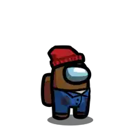 a brown among us character wearing a red beanie