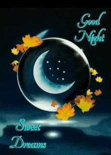 a picture of a crescent moon with the words good night sweet dreams on it