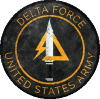 a delta force united states army logo with a triangle and a knife