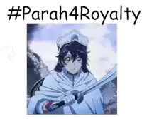 a picture of a girl holding a sword with the words # parah4royalty above her