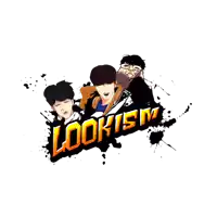 a logo for lookism with three cartoon characters