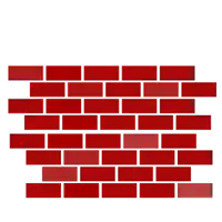 a red brick wall is shown on a white background