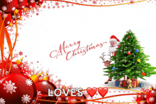 a merry christmas greeting card with santa claus and a christmas tree