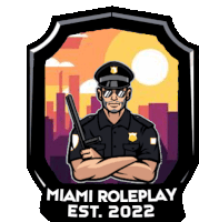 a miami roleplay logo with a police officer