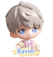 a figurine of a boy with the name xavier