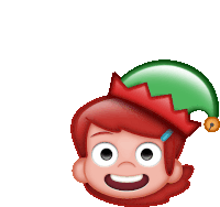 a cartoon character with red hair and a green elf hat